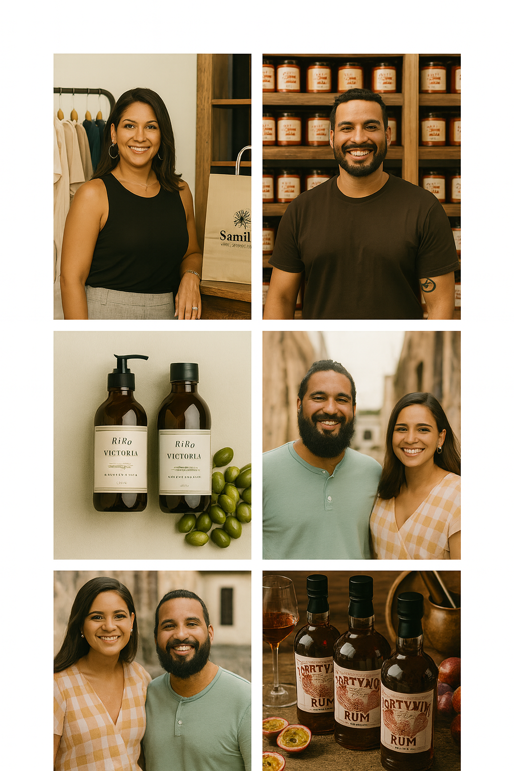 Collage of people with bottles of K&L Spirits products in various settings.