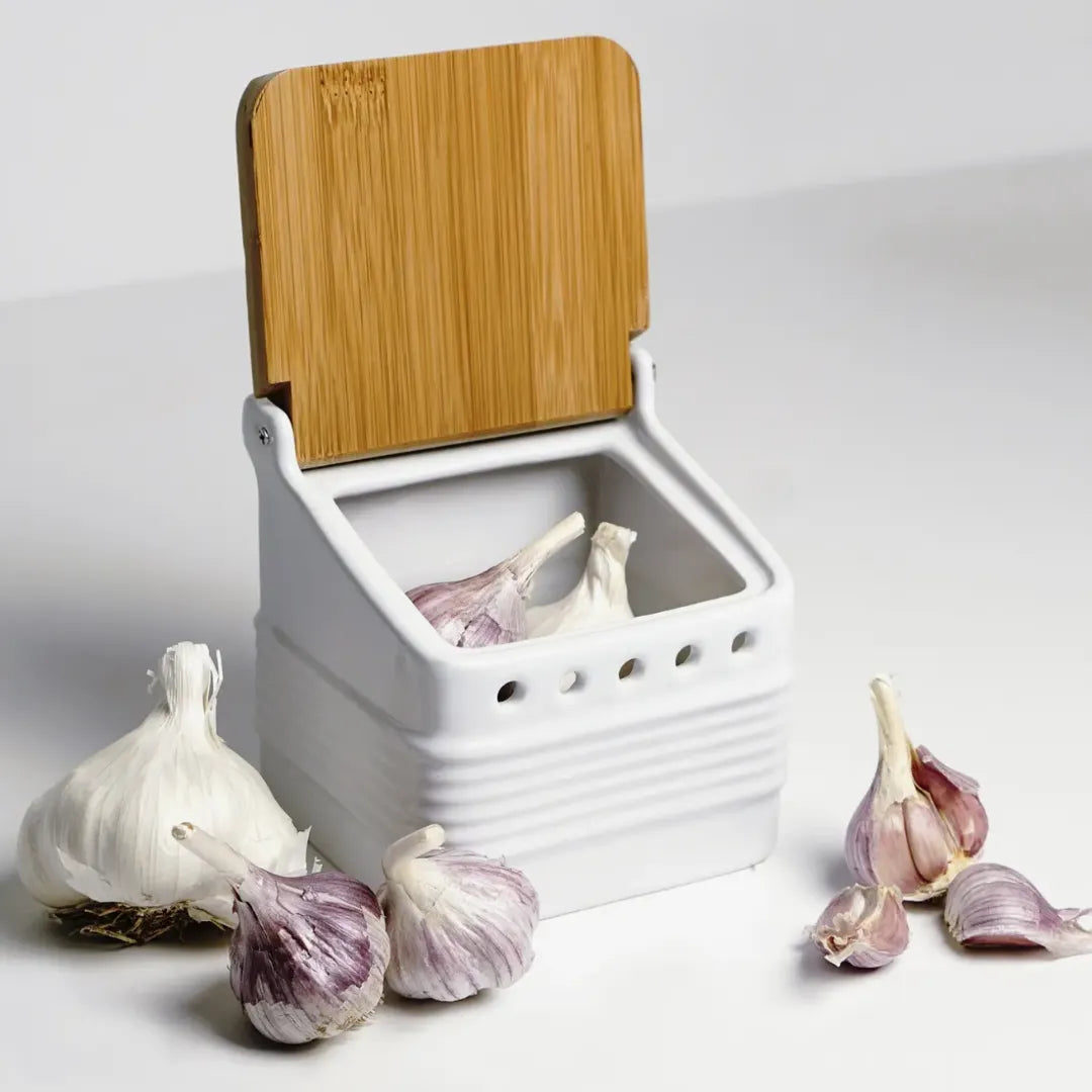 Stoneware Garlic Keeper White