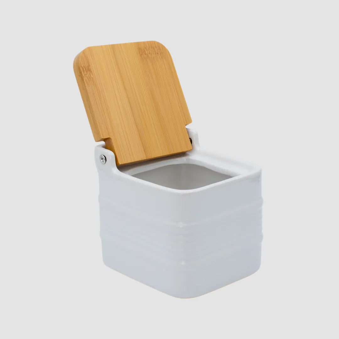 Stoneware Salt Box - White