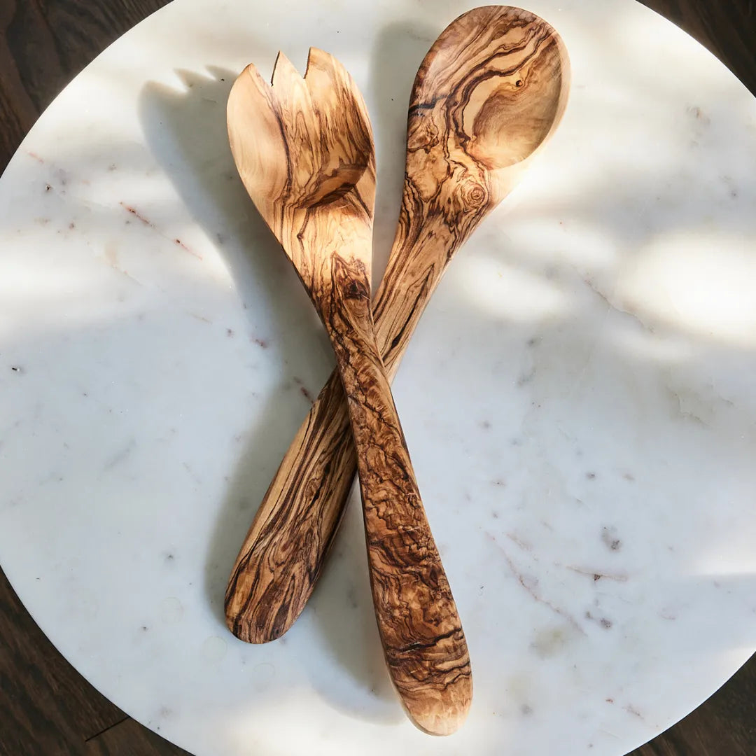 Olive Wood Utensils Serving Set